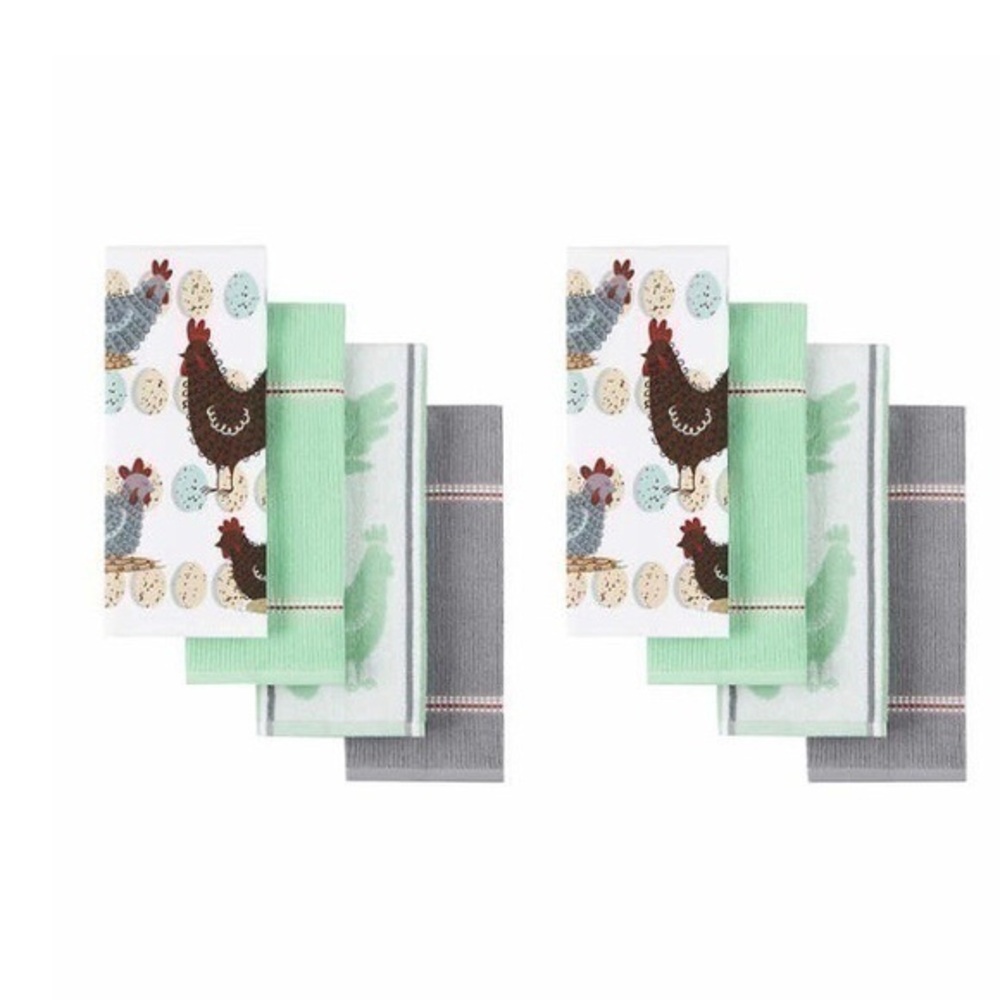 Town & Country Culinary Classics - Eight Piece Kitchen Towel Set - Roosters